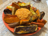 Arroz amarillo con verduras asadas