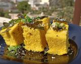 A picture of step 13 of Khaman dhokla.