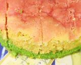 A picture of step 8 of Tricolour Dhokla with Spinach and Beet.