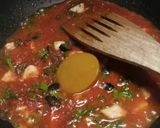A picture of step 3 of Gnocchetti sardi with black olive and sword fish ragu.