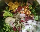 A picture of step 5 of Beetroot Felafel Sandwich with Feta cheese salad.
