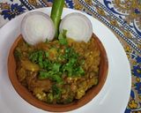 A picture of step 5 of Brinjal bharta.