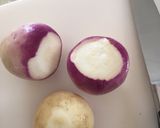 A picture of step 1 of Grilled Baby Turnips with Garlic Oil.