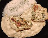 Borsos, fokhagymás csirkemell, gombás, sajtos szószban gluténmentesen recept fázis 6 fotója