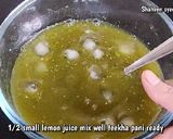 A picture of step 4 of Pani puri recipe step by step teekha pani boondi imli gud chutne.