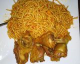 A picture of step 7 of Jollof spaghetti.