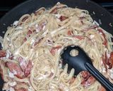A picture of step 9 of Chicken and Chorizo Carbonara.