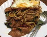 รูปขั้นตอนการทำที่ 5 ของ สปาเก็ตตี้กระเพราหมูนุ่มไข่ดาว