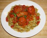 A picture of step 4 of Vegetable Fettuccine with Meatballs and Homemade Chorizo, Jon Style.
