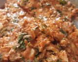 A picture of step 2 of Schezwan paneer bread rolls.