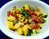 A picture of step 1 of Mango Cucumber Salsa.