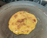 A picture of step 2 of Sattu pancake.