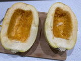 Zapallo tallarín con queso y crema