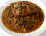 A picture of step 7 of Pumpkin soup with moringa (zogale).