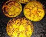 A picture of step 1 of Baigan Bhaja.