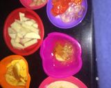 A picture of step 1 of Yamgarrita with plantain and sauce.
