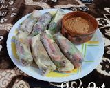 A picture of step 4 of Vietnamese Rice Paper Rolls with Peanut Sauce.
