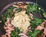 A picture of step 2 of Trofie pasta with spinach, pesto and ricotta cheese.