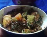 A picture of step 4 of Mirchi Baingan Salan.