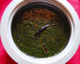 A picture of step 4 of PAAT SAAG JHOL (SOUP OF JUTE LEAVES).
