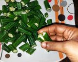 A picture of step 1 of Bhindi masala.