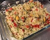 Une image de l'étape 8 de Salade de riz aux moules,tomates et courgette.