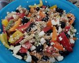A picture of step 10 of Mediterranean Pasta Salad.