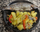 Foto del paso 4 de la receta: Trucha rellena de jamón con guarnición