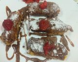 A picture of step 5 of Nutella banana Swiss rolls.