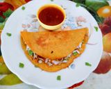 A picture of step 4 of High protein nutritious stuffed moong dal wrap.