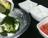 A picture of step 4 of Tricolour dhoklas.