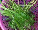 A picture of step 2 of Kienyeji fried(African-Kenyan Traditional vegetables).