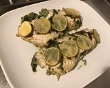 Une image de l'étape 9 de Filets de dorade en sauce verte, ail des ours et citron vert.