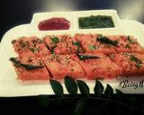 A picture of step 4 of Beetroot Dhokla.