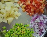 A picture of step 1 of Green chana potato curry.