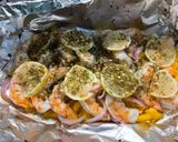 Une image de l'étape 12 de Gambas sauvages aux poivrons, oignon et citron.