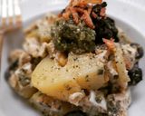 Foto del paso 6 de la receta: Ensalada de patata y pollo con pesto y olivada
