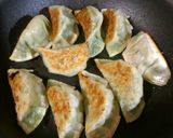 A picture of step 6 of Gyoza style seafood dumplings.
