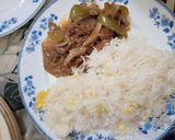 A picture of step 11 of Beef dry chilli with egg fried rice.