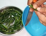 A picture of step 1 of Instant green chilli pickle.