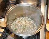 A picture of step 1 of Polenta with cremini mushrooms and feta cheese.