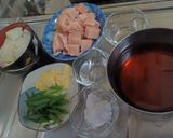 A picture of step 1 of Chicken and Daikon Nimono.