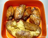 รูปขั้นตอนการทำที่ 9 ของ ปีกไก่อบเนยกระเทียมพริกไทย