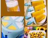 A picture of step 1 of Mango pops with chocolate sauce.