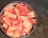 A picture of step 1 of Papaya Nuts shake.