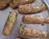 A picture of step 7 of Mutton Kebab with leftover meat and rice.