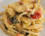 Foto do passo 4 de Macarrão cremoso com pasta de alho e tomate cereja
