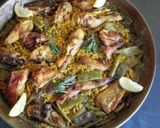 A picture of step 13 of Valencian Paella.