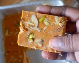 A picture of step 4 of Chickpea flour burfi/ besan burfi.