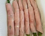 A picture of step 3 of My Asparagus Wrapped in soft cheese and Ham.